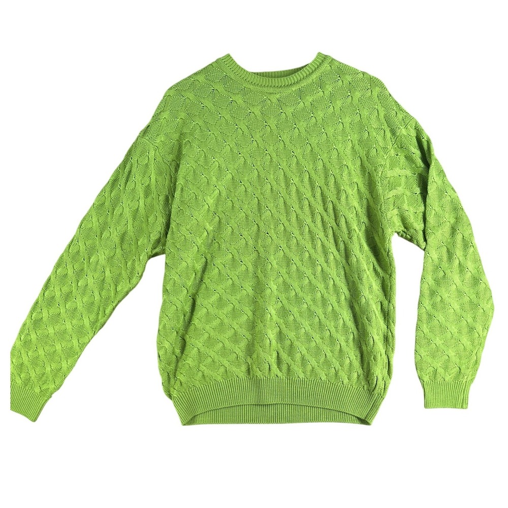 Vtg 90s Saks Fifth Avenue 100% Silk Cable Knit Sweater Mens L Oversized Unisex L